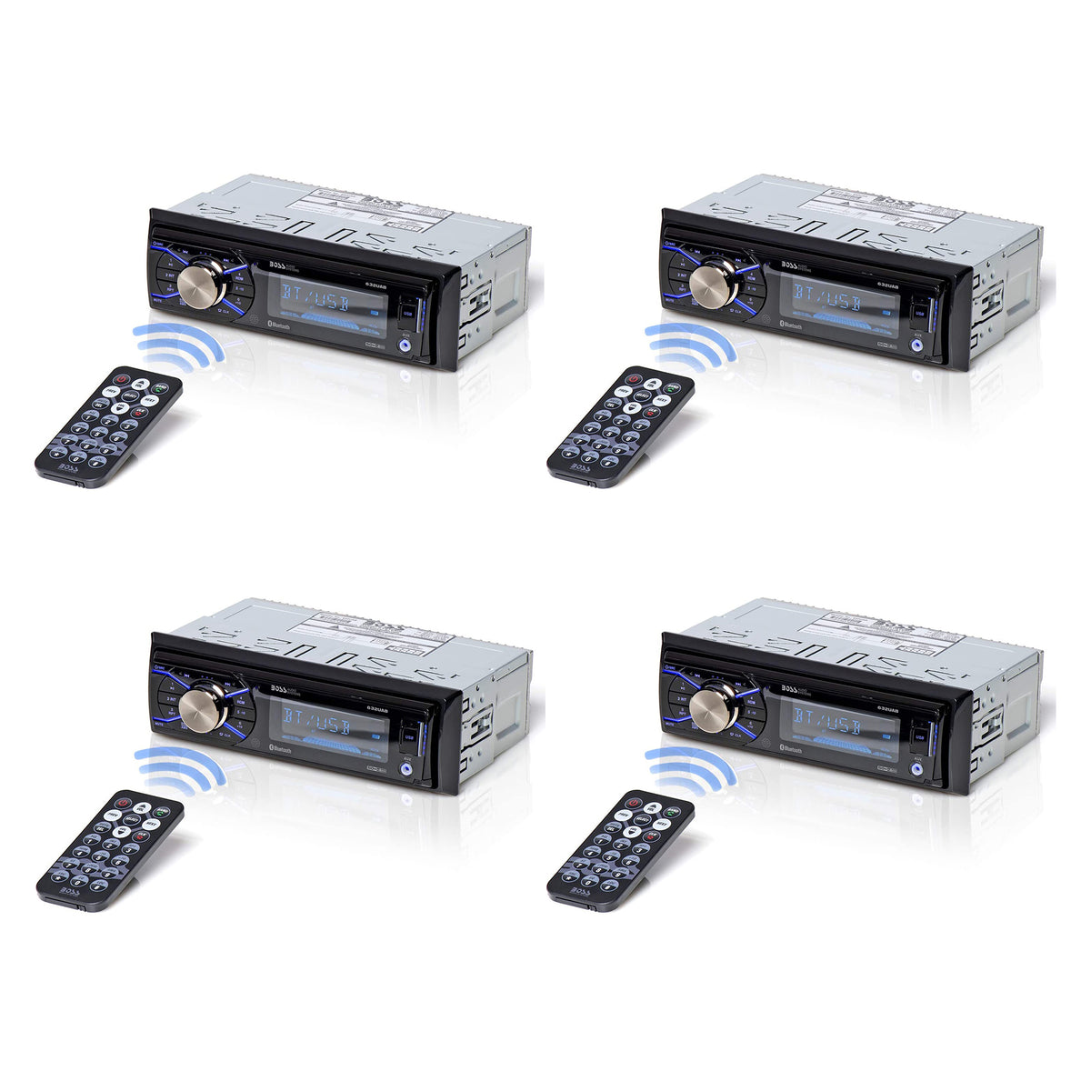 Boss 632UAB Single Din USB/SD AUX Bluetooth Multimedia Stereo Receiver (4 Pack)