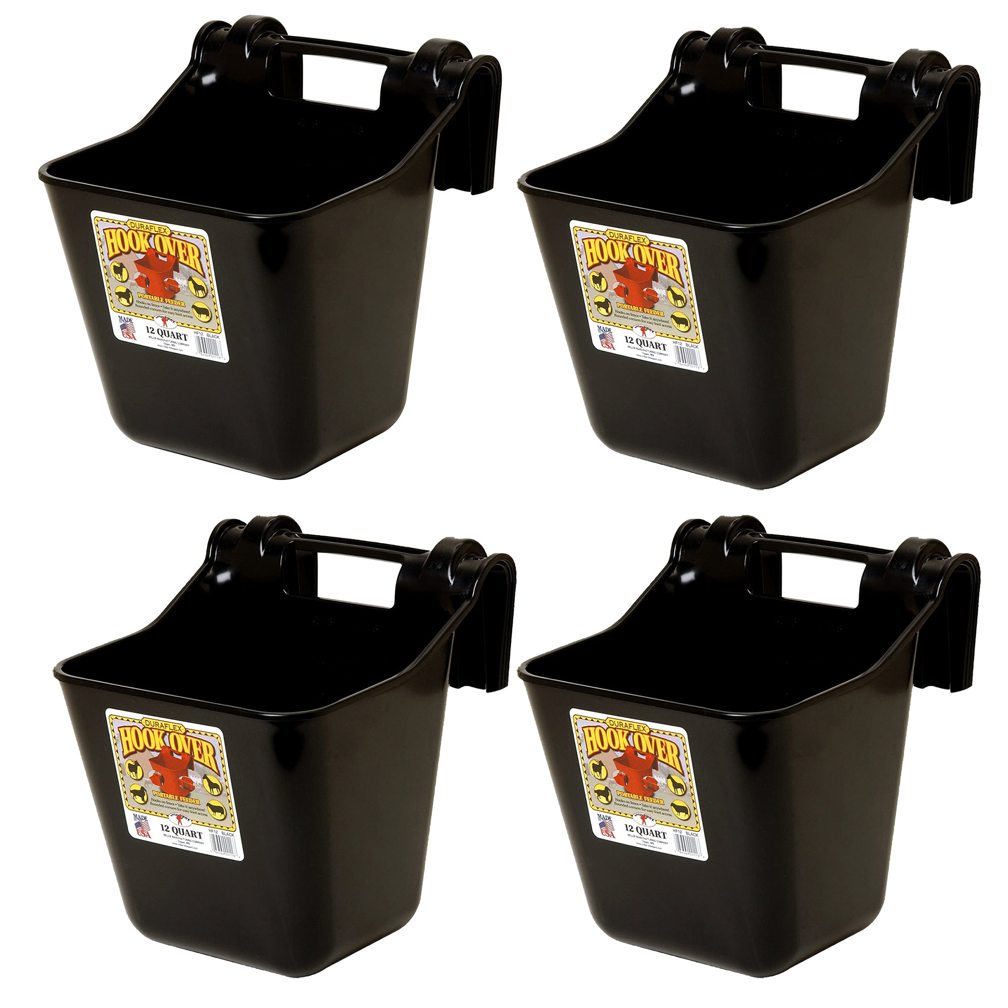 Little Giant HF12BLACK 12 Quart Mountable Plastic Hook Feeder, Black (4 Pack) - VMInnovations