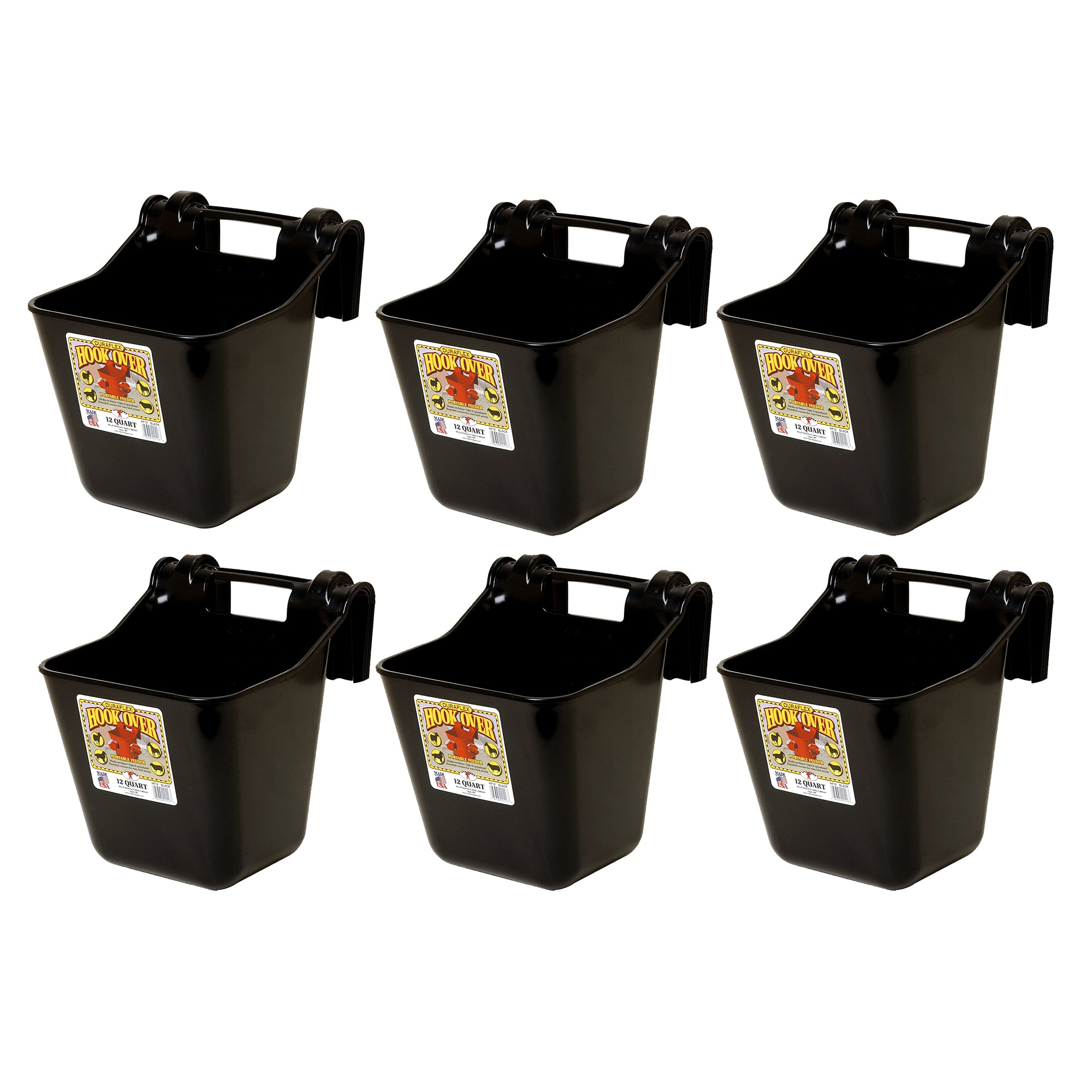 Little Giant HF12BLACK 12 Quart Mountable Plastic Hook Feeder, Black (6 Pack)