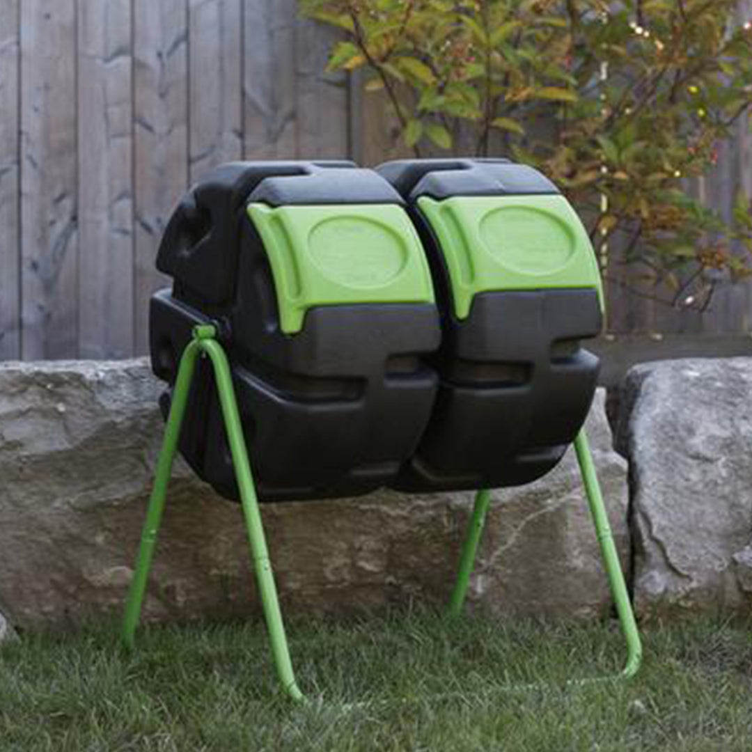 FCMP Outdoor HOTFROG 37 Gallon Plastic Dual Body Rotating Composter Bin (Used)