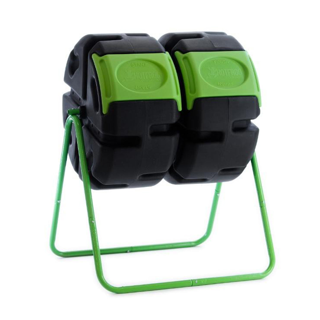 FCMP Outdoor HOTFROG 37 Gallon Plastic Dual Body Rotating Composter Bin (Used)