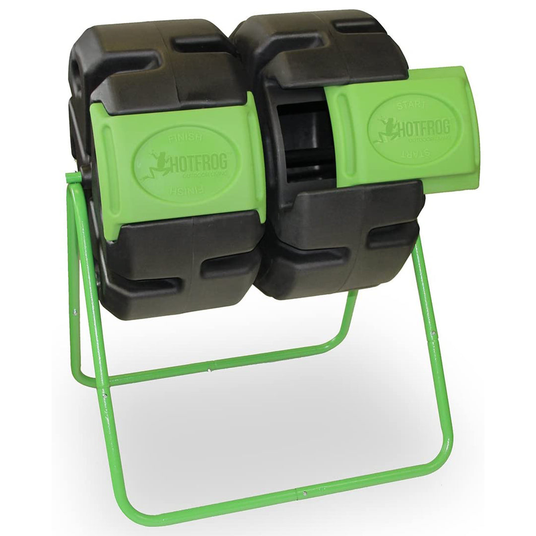 FCMP HOTFROG 37 Gallon Plastic Dual Body Tumbling Composter Bin (Open Box)