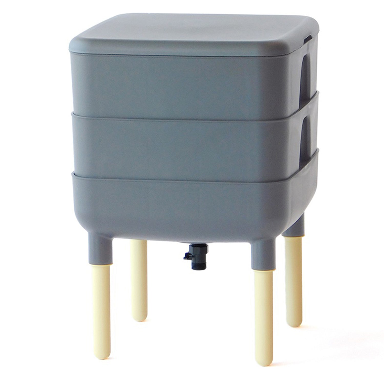 FCMP Outdoor Essential Living 6 Gallon Worm Composter Bin w/ Garden Trays, Gray - VMInnovations