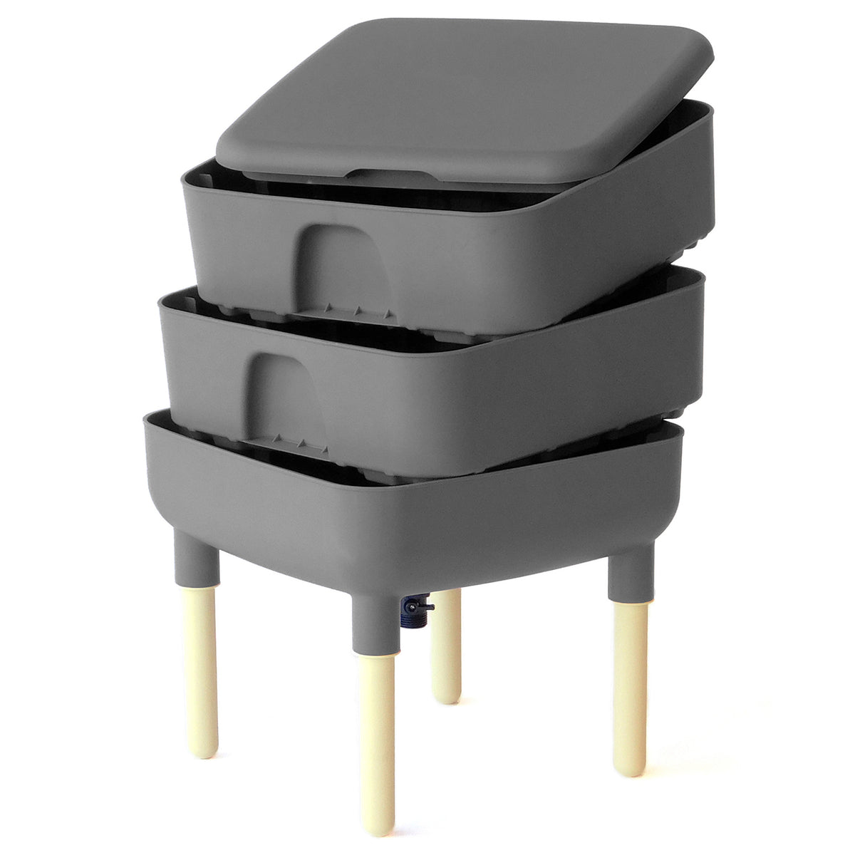 FCMP Outdoor Essential Living 6 Gallon Worm Composter Bin w/ Garden Trays, Gray (Refurbished)