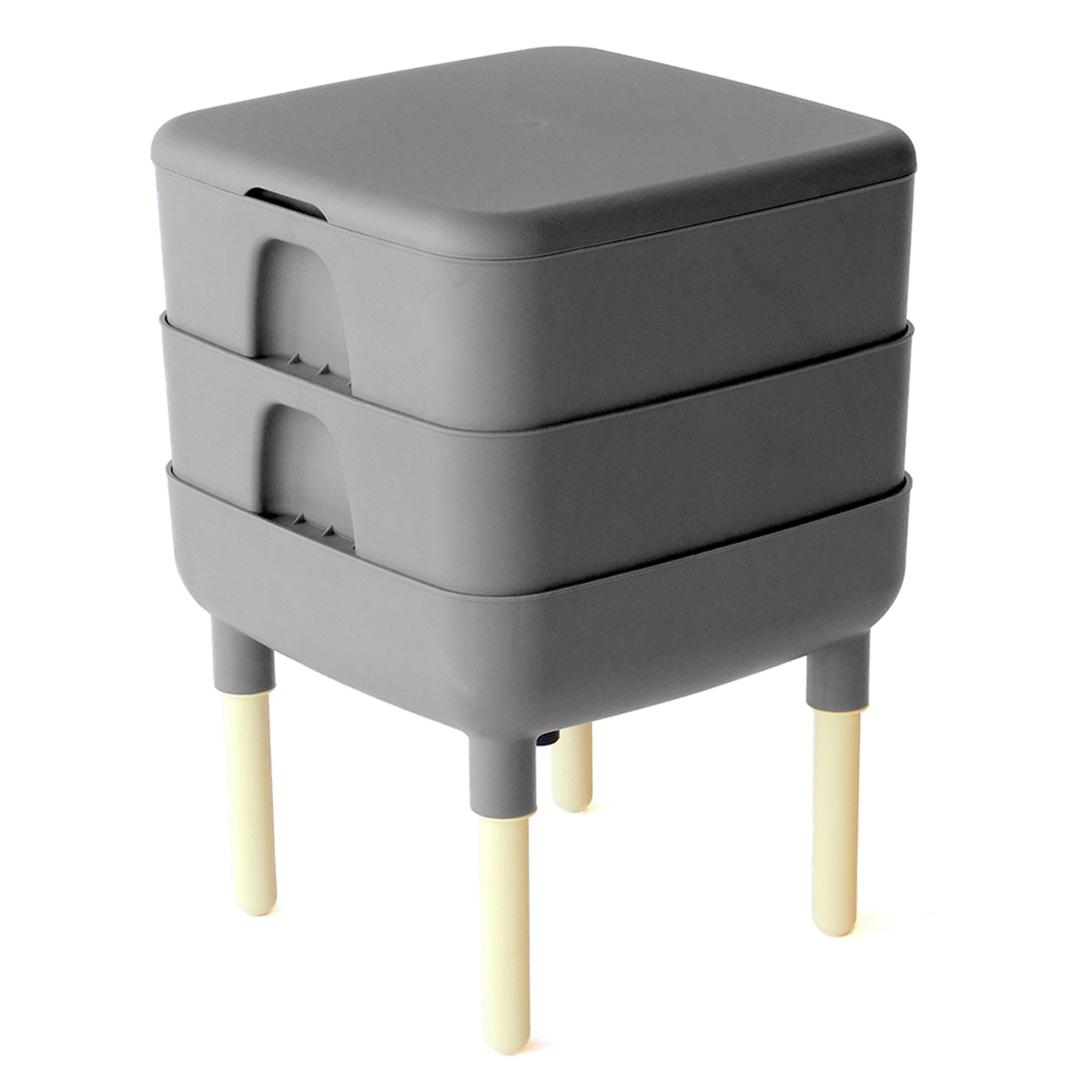 FCMP Outdoor Essential Living 6 Gallon Worm Composter Bin w/ Garden Trays, Gray - VMInnovations