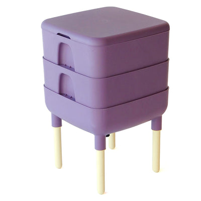 FCMP Outdoor Essential 6 Gallon Worm Composter Bin w/ Garden Trays, Plum (Used) - VMInnovations