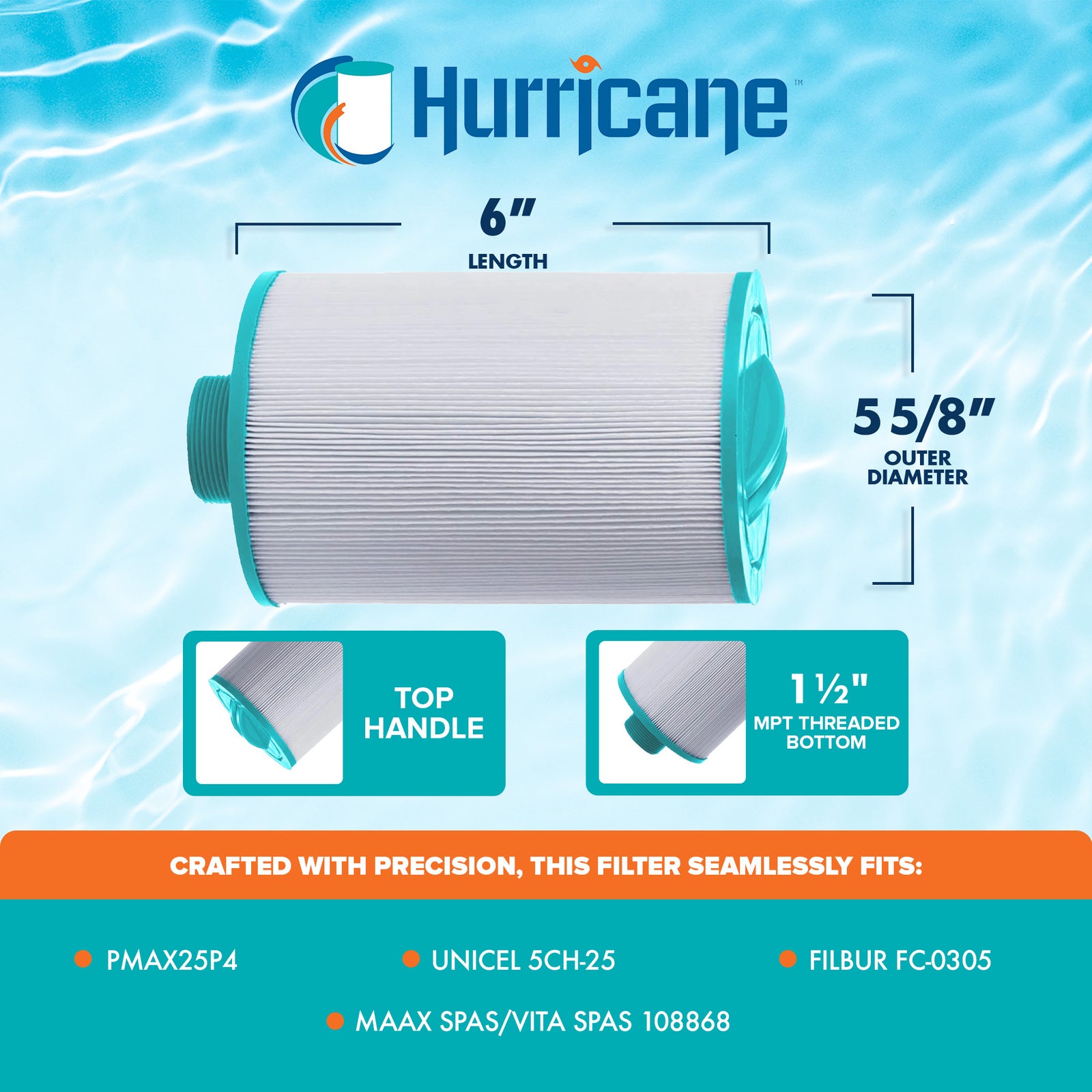 Hurricane Advanced Spa Filter Cartridge for Pleatco, Unicel, MAAX/Vita Spas - VMInnovations
