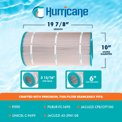 Hurricane Spa Filter Unicel C-9699, PJ100, and Filbur FC-1490, White (Open Box) - VMInnovations