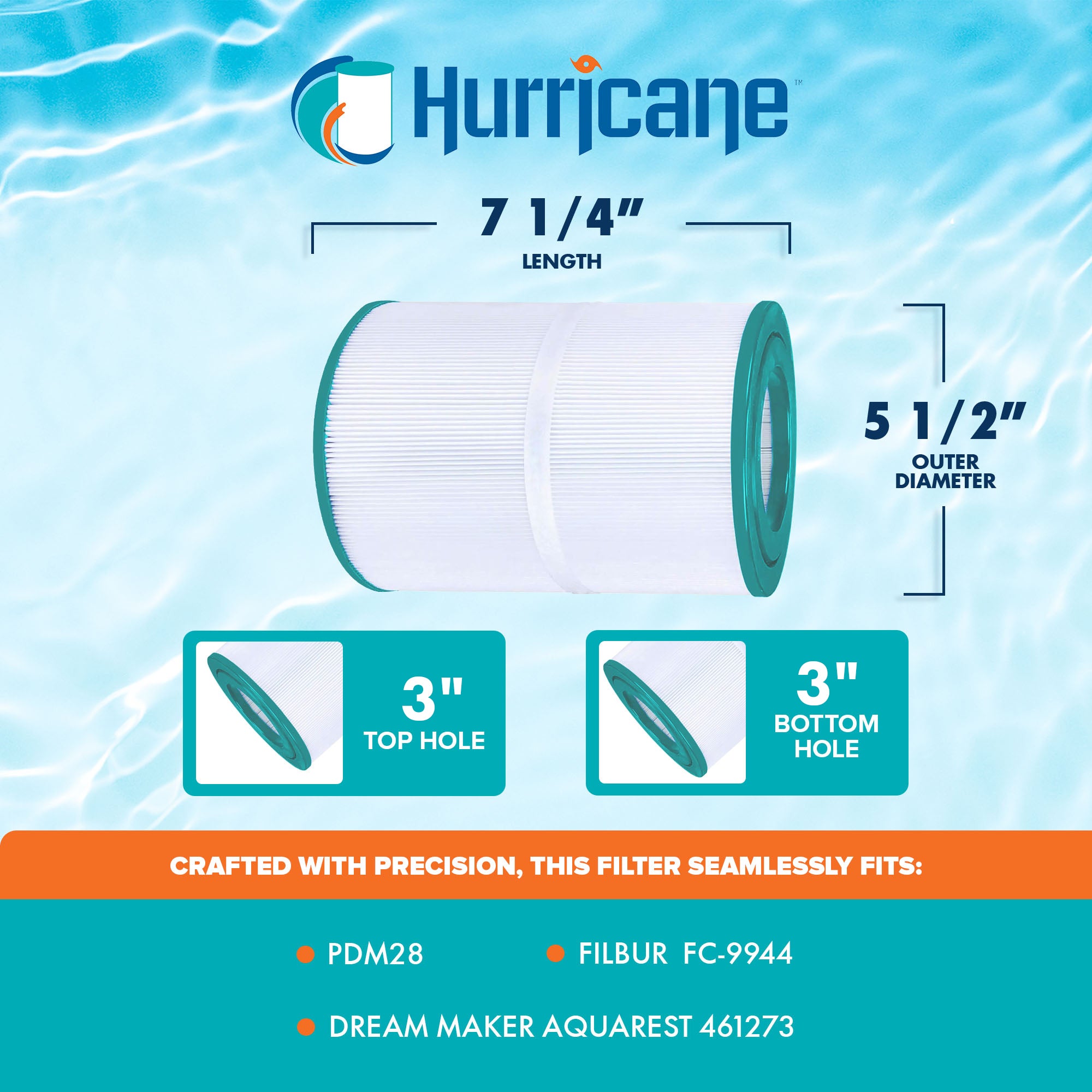 Hurricane Filters HFPDM28-01 Advanced Pool and Spa Cartridge Filter Replacement - VMInnovations