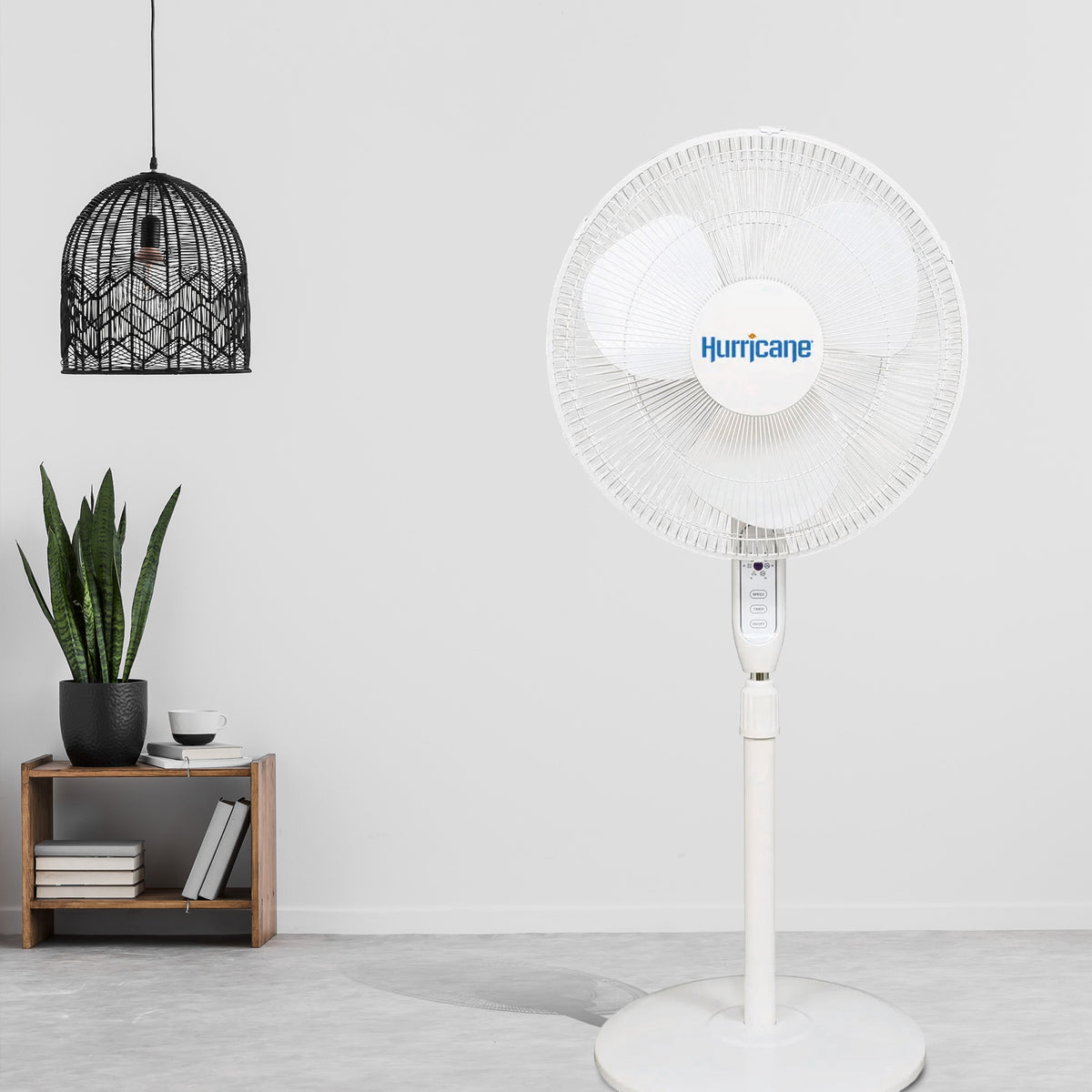 Hurricane Supreme 16" 3 Speed Oscillating Pedestal Fan w/Remote, White (Used)