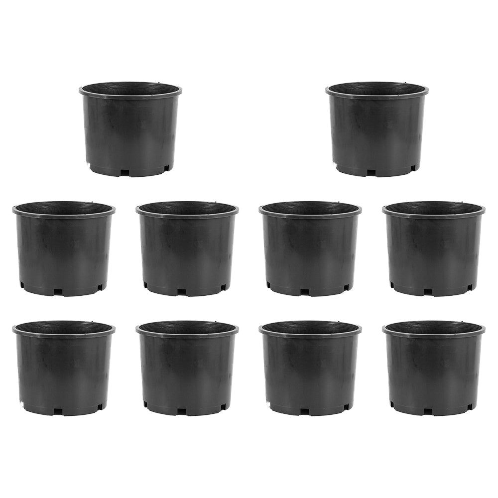 Pro Cal 3 Gallon Premium Nursery Black Plastic Planter Garden Grow Pots, 10 Pack - VMInnovations
