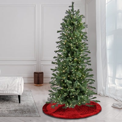 HGTV Home Collection Pre-Lit Artificial Slim Balsam Christmas Tree with PowerConnect LED Lights, Hinged Branches, Plug In, 7.5ft
