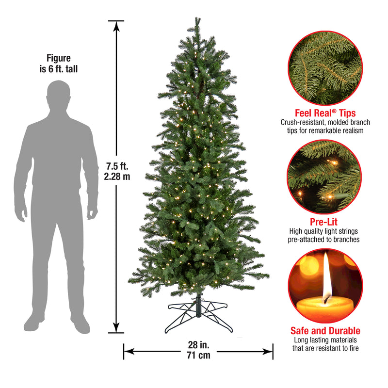 National Tree Company HGTV 7.5 Foot Slim Flocked Christmas Tree (Open Box)