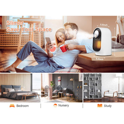 Geek Heat Slim Oscillating Personal Desktop Space Heater with Humidifier, White