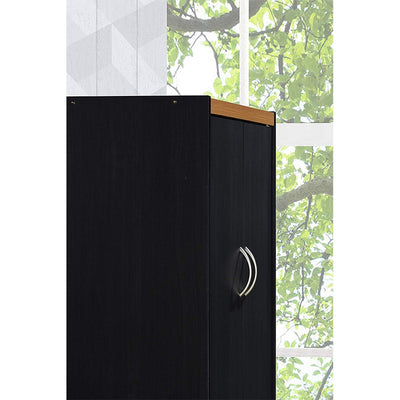 Hodedah HI224 4-Door 4-Shelve 5-Compartments Storage Kitchen Pantry, Black Beech