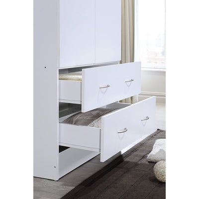Hodedah HI29 6 Foot 2 Door 2 Drawer Wardrobe Armoire with Hanging Bar, White