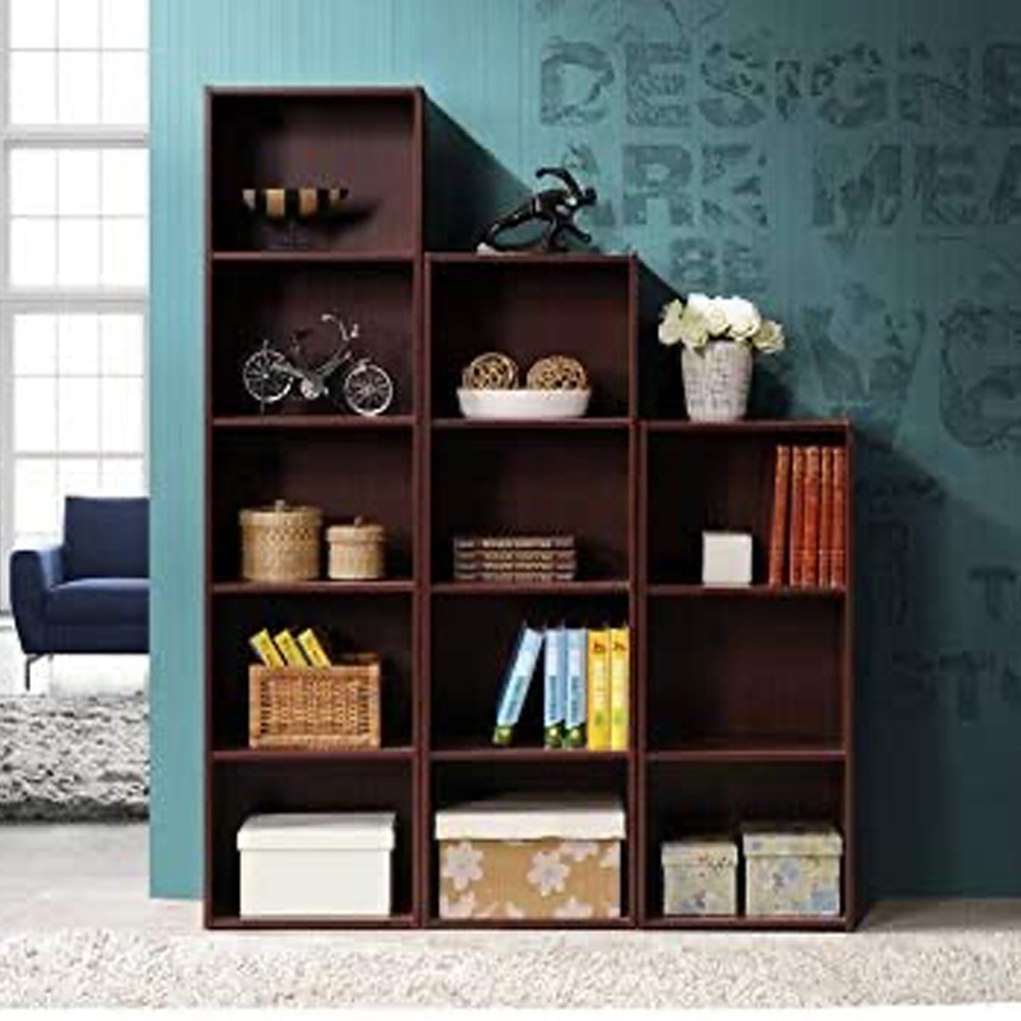 Hodedah 3 Shelf Home/Office Organization Storage Bookcase Cabinets (Open Box) - VMInnovations