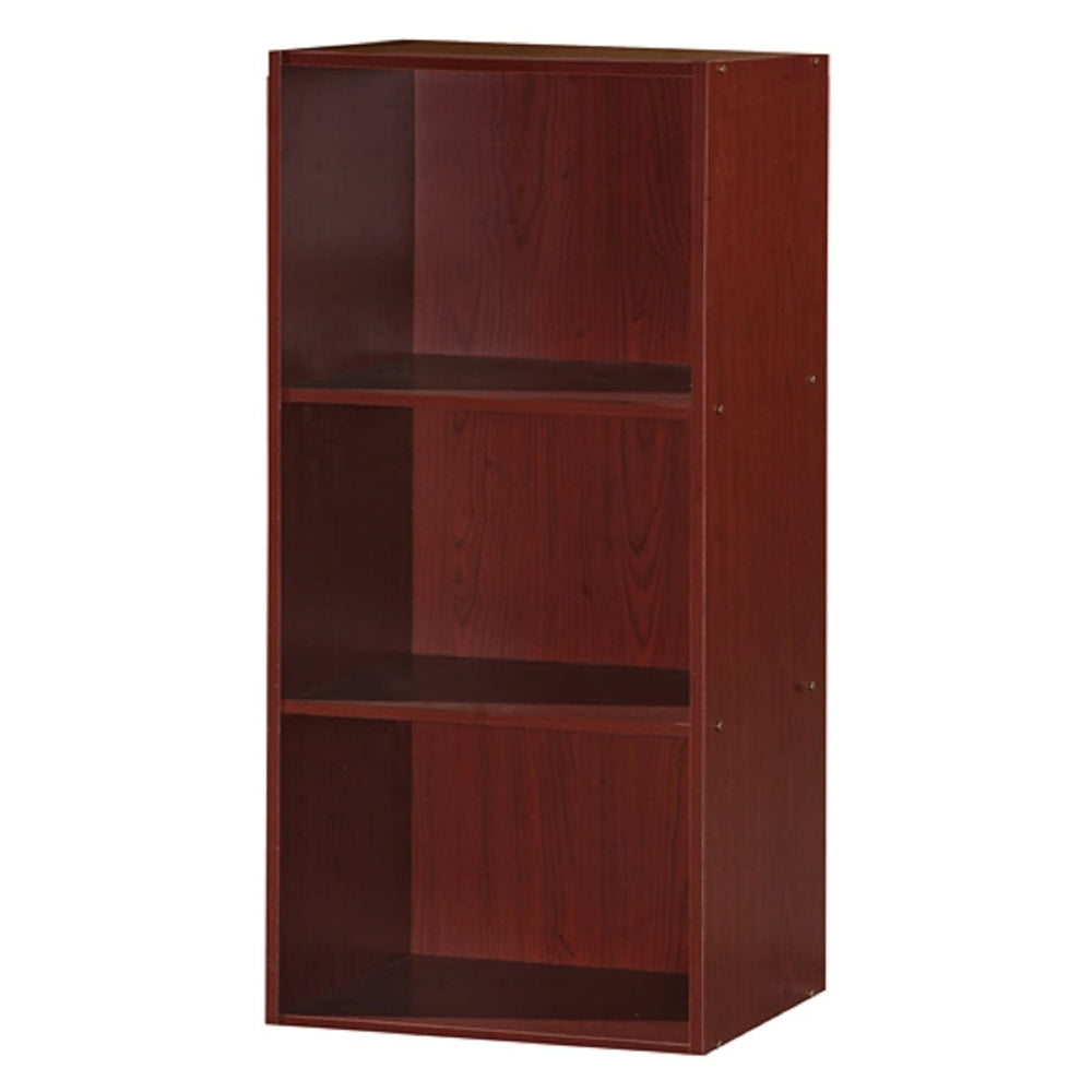 Hodedah 3 Shelf Home and Office Organization Storage Bookcase Cabinets, Mahogany - VMInnovations