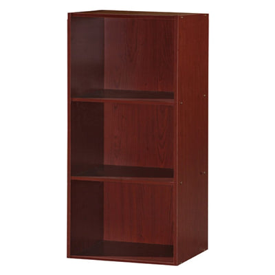 Hodedah 3 Shelf Home and Office Organization Storage Bookcase Cabinets, Mahogany - VMInnovations