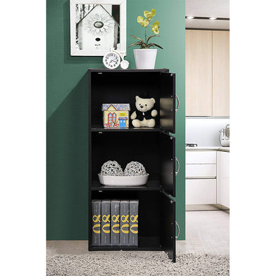 Hodedah 3 Door Enclosed Storage Cabinet for Home or Office, Black (For Parts) - VMInnovations