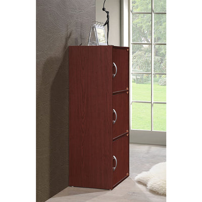 Hodedah 3 Shelf Home & Office Enclosed Organization Cabinet, Mahogany (Open Box) - VMInnovations