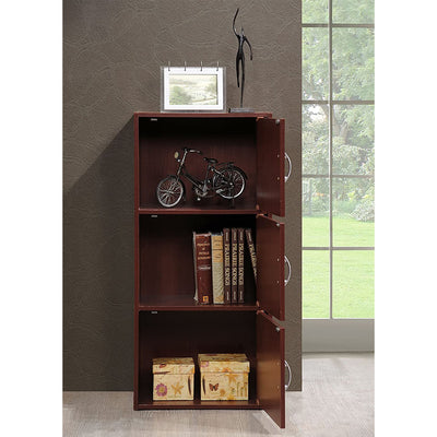 Hodedah 3 Shelf Home and Office Organization Storage Cabinet, Mahogany (Used) - VMInnovations