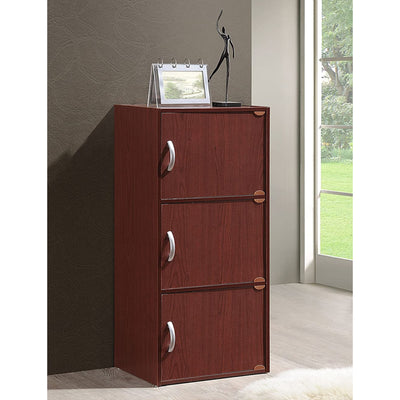 Hodedah 3 Shelf Home & Office Enclosed Organization Cabinet, Mahogany (Open Box) - VMInnovations
