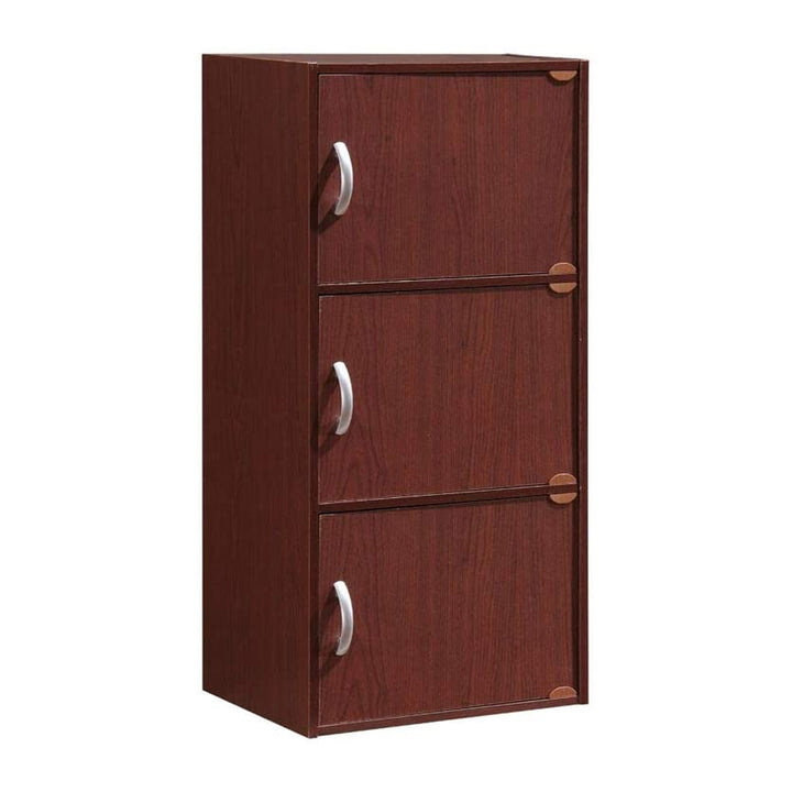 Hodedah 3 Shelf Home and Office Organization Storage Cabinet, Mahogany (Used)