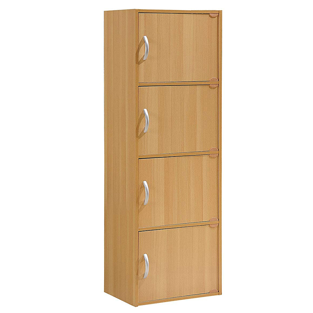 Hodedah 4 Door Enclosed Multipurpose Cabinet for Home, Office, Beech (Open Box) - VMInnovations
