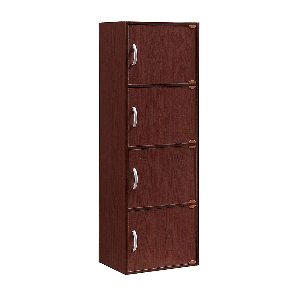 Hodedah 4 Door Enclosed Multipurpose Storage Cabinet for Home/Office, Mahogany - VMInnovations