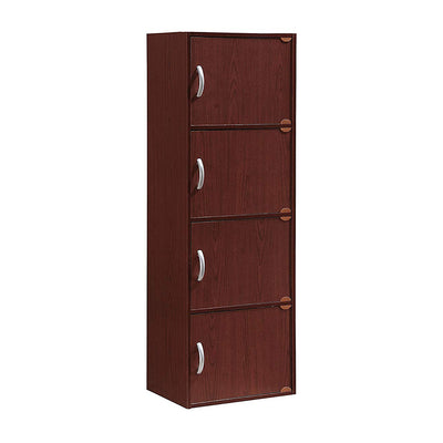 4 Door Enclosed Multipurpose Cabinet for Home/Office, Mahogany (Open Box)
