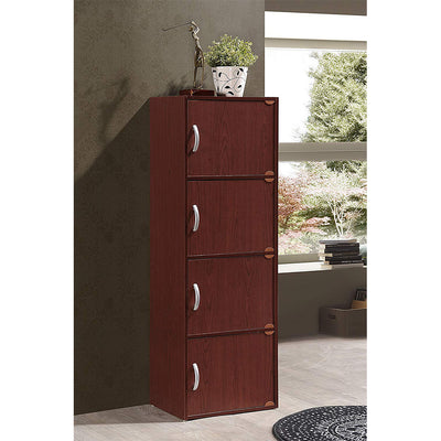4 Door Enclosed Multipurpose Cabinet for Home/Office, Mahogany (Open Box)