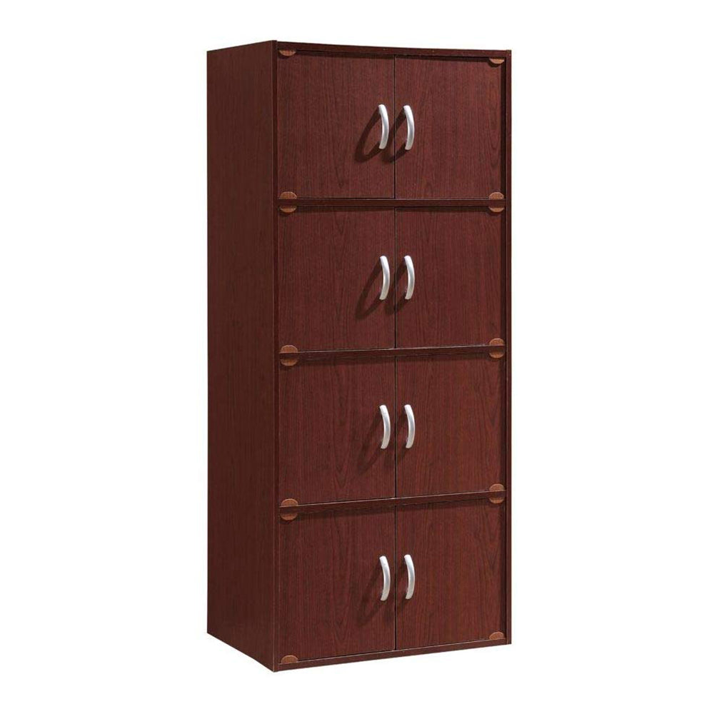 Hodedah 8 Door Enclosed Multipurpose Storage Cabinet for Home/Office, Mahogany - VMInnovations