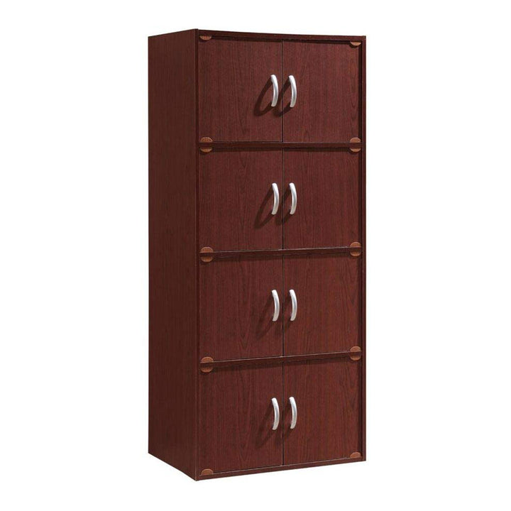 Hodedah 8 Door Enclosed Multipurpose Storage Cabinet for Home/Office, Mahogany - VMInnovations