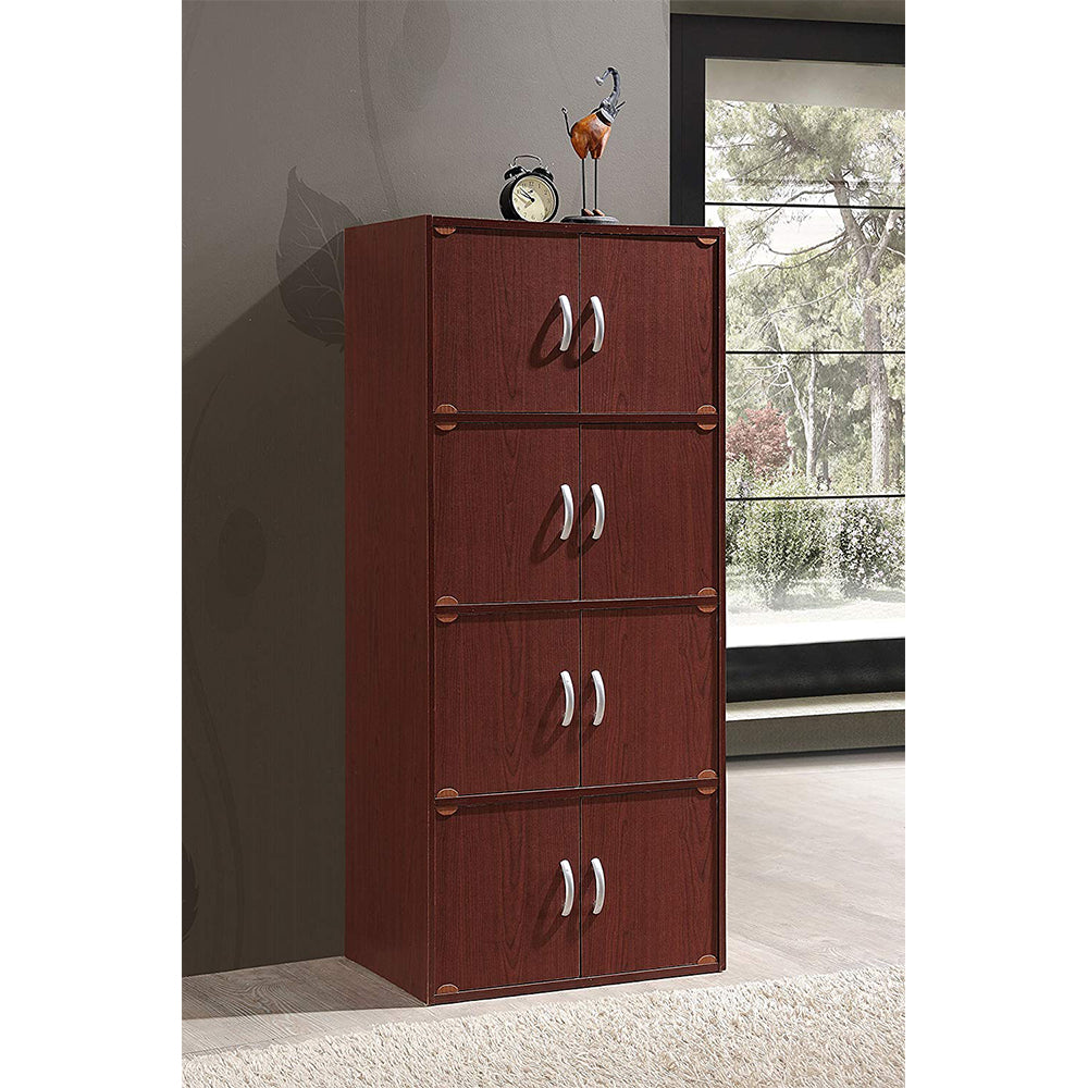Hodedah 8 Door Enclosed Multipurpose Storage Cabinet for Home/Office, Mahogany - VMInnovations