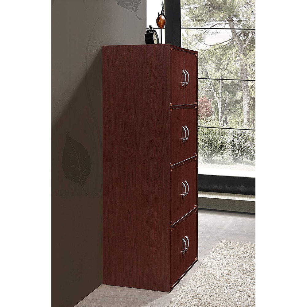 Hodedah 8 Door Enclosed Multipurpose Storage Cabinet for Home/Office, Mahogany - VMInnovations