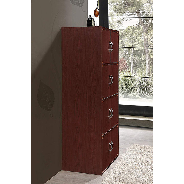 Hodedah 8 Door Enclosed Multipurpose Storage Cabinet for Home/Office, Mahogany - VMInnovations