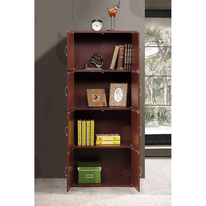 Hodedah 8 Door Enclosed Multipurpose Storage Cabinet for Home/Office, Mahogany - VMInnovations
