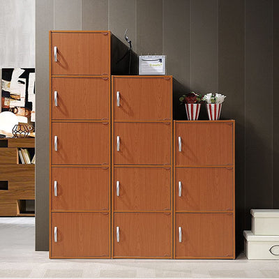 Hodedah 4 Shelf Enclosed Home and Office Storage Cabinet, Cherry (Open Box)