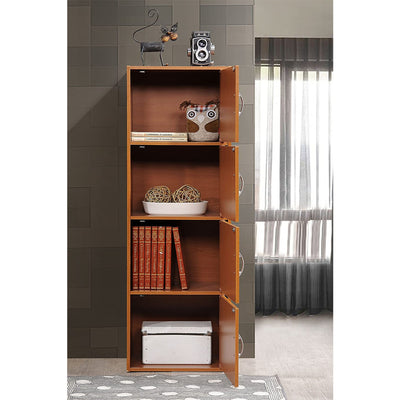 Hodedah 4 Shelf Enclosed Home and Office Storage Cabinet, Cherry (Open Box)