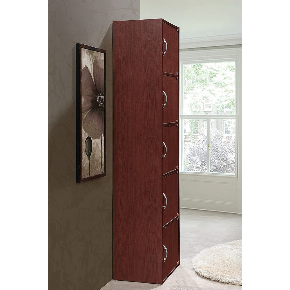 Hodedah 5 Shelf Home and Office Enclosed Storage Cabinet, Mahogany (Open Box) - VMInnovations