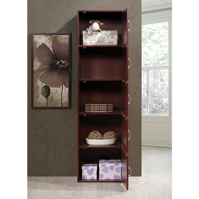 5 Shelf Home and Office Enclosed Organization Storage Cabinet, Mahogany (Used)
