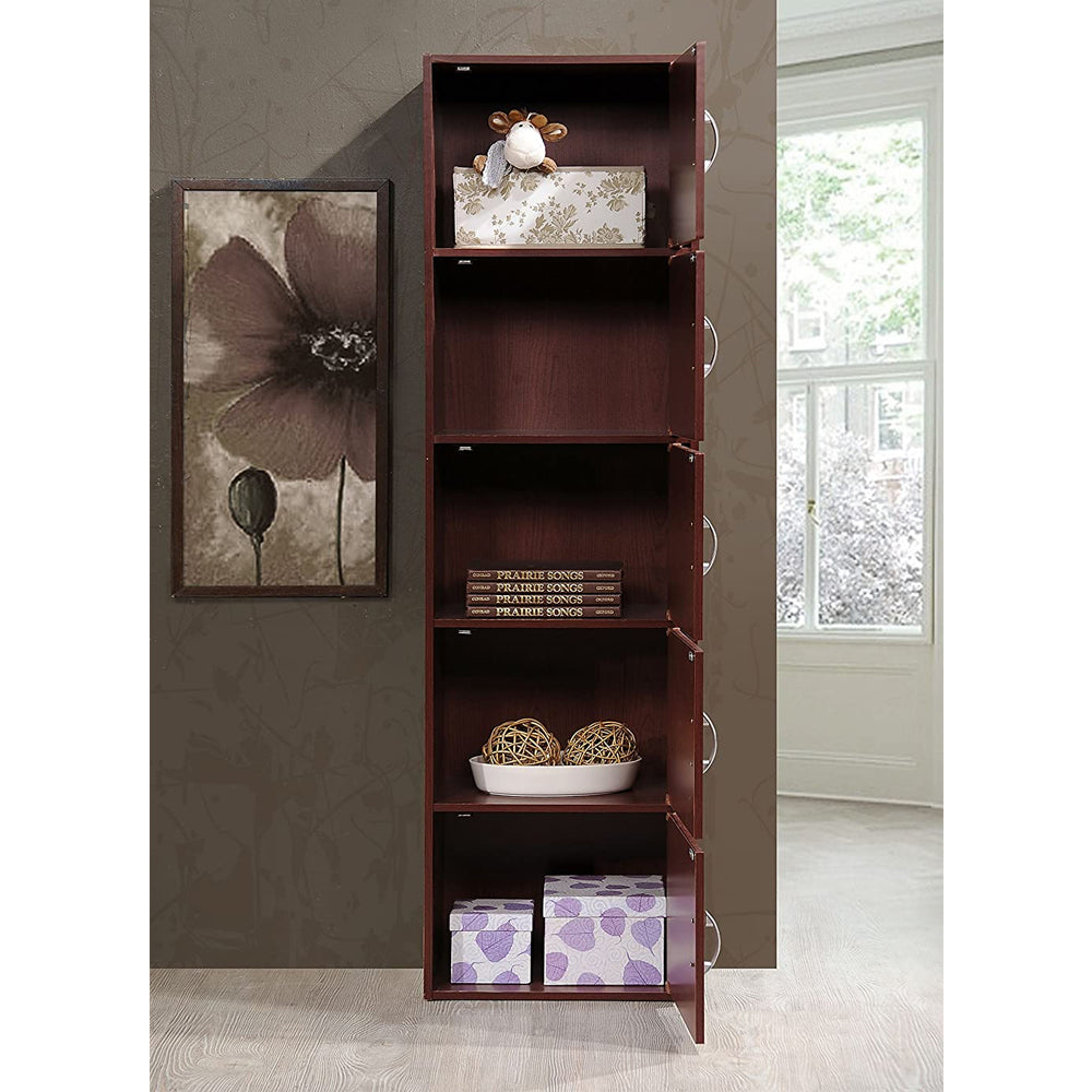 Hodedah 5 Shelf Home and Office Enclosed Storage Cabinet, Mahogany (Open Box)