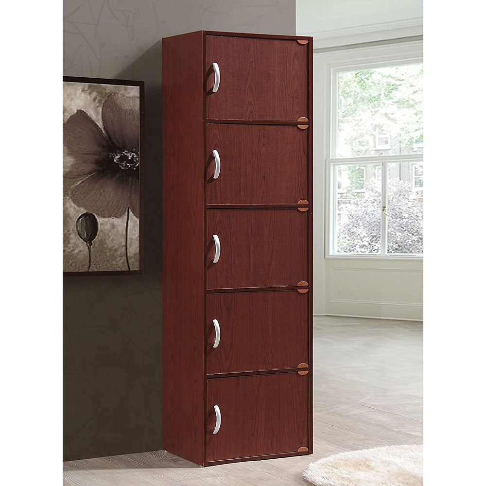 Hodedah 5 Shelf Home and Office Enclosed Storage Cabinet, Mahogany (Open Box)
