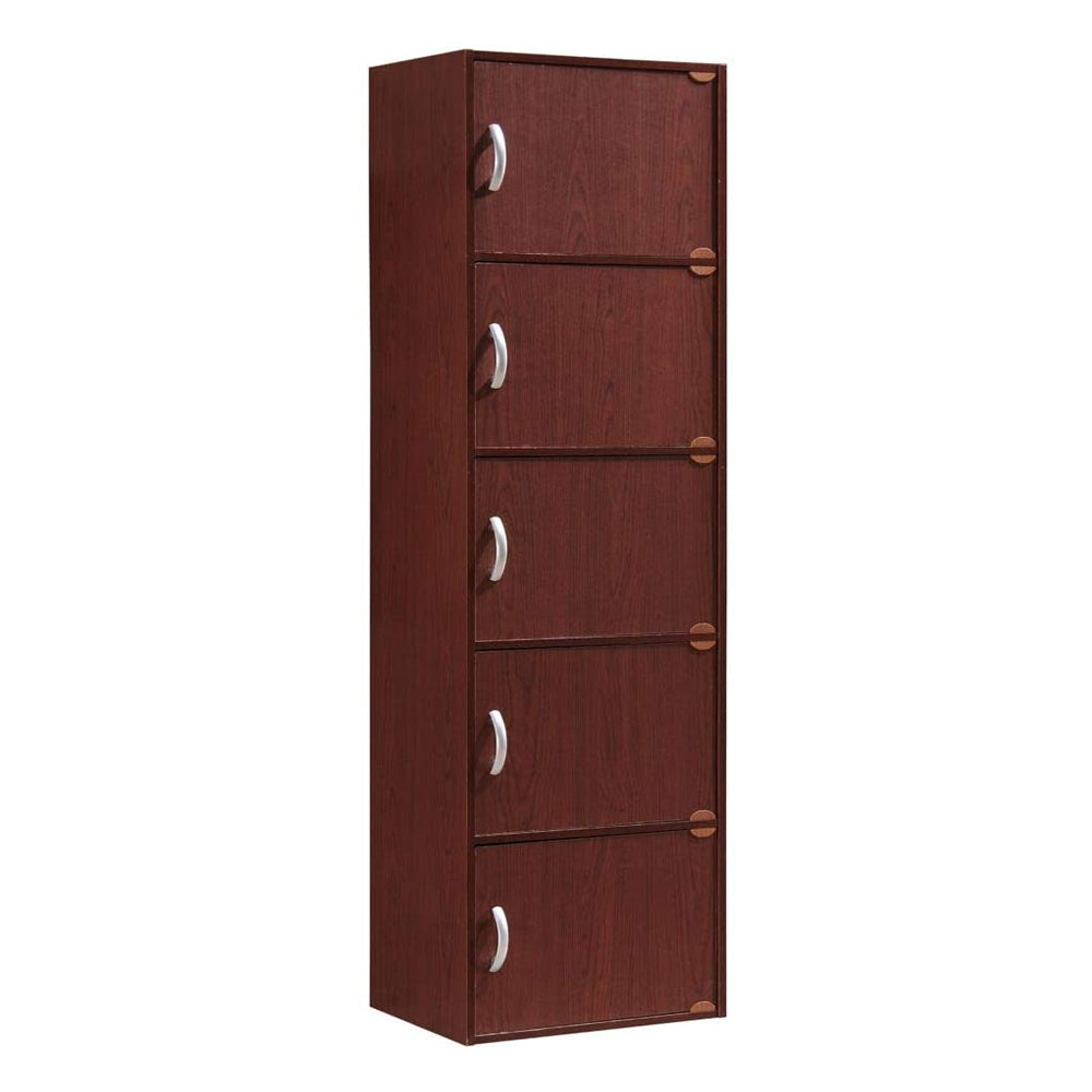 Hodedah 5 Shelf Home and Office Enclosed Storage Cabinet, Mahogany (Open Box) - VMInnovations