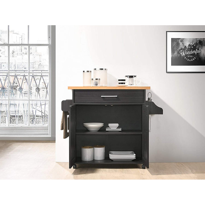 Hodedah Wheeled Kitchen Island with Spice Rack and Towel Holder (Open Box) - VMInnovations