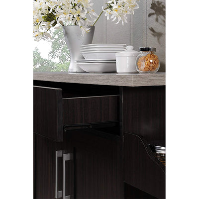 Hodedah Wheeled Kitchen Island with Spice Rack, Chocolate/Gray (For Parts) - VMInnovations
