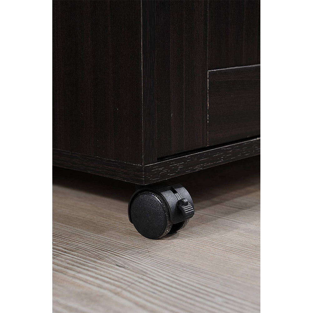 Hodedah Wheeled Island with Spice Rack and Towel Holder, Chocolate/Gray (Used) - VMInnovations