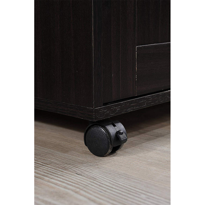 Hodedah Wheeled Island with Spice Rack and Towel Holder, Chocolate/Gray (Used) - VMInnovations
