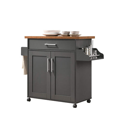 Hodedah Wheeled Kitchen Island Cart with Spice Rack and Towel Holder (For Parts) - VMInnovations
